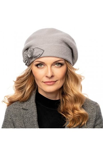 VIVISENCE Bonnet Classique Et Élégant 100% Laine Handmade 7072, Fabriqué en UE, Gris,UNI