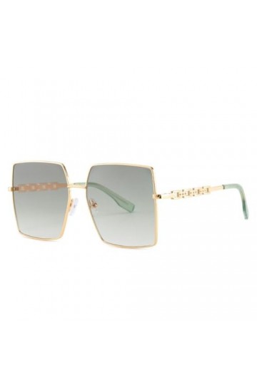HCHES Lunettes de soleil carrées surdimensionnées pour femmes, monture en métal, lunettes de soleil rétro avec jambe en chaîn