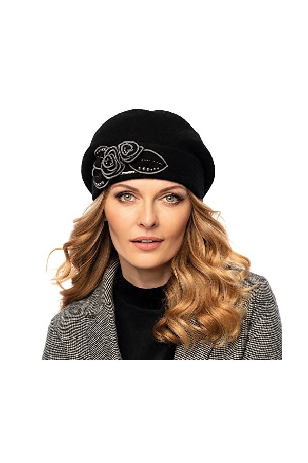 VIVISENCE Bonnet Classique Et Élégant 100% Laine Handmade 7072, Fabriqué en UE, Gris,UNI