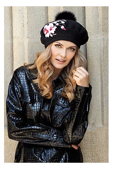 VIVISENCE Béret Classique Et À La Mode Handmade 7067, Noir,UNI