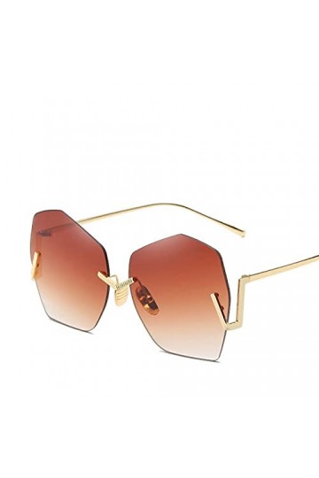 Mode Lunettes De Soleil sans Monture Femmes Lunettes De Luxe Lunettes De Soleil Vintage Nuances Lunettes Lunettes Brownlens