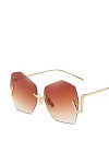 Mode Lunettes De Soleil sans Monture Femmes Lunettes De Luxe Lunettes De Soleil Vintage Nuances Lunettes Lunettes Brownlens