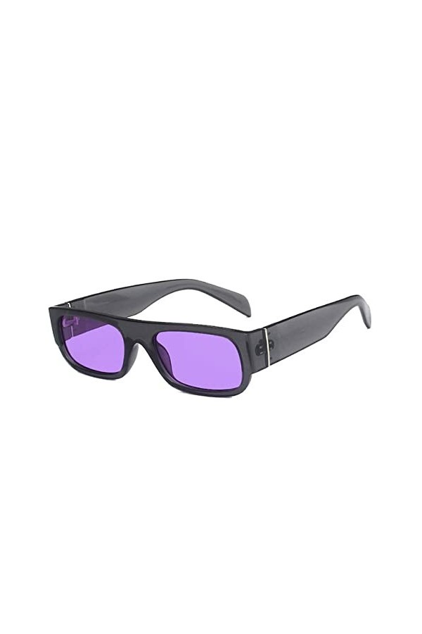 HCHES Rétro petit rectangle femmes lunettes de soleil mode violet lunettes nuances UV400 hommes carré lunettes de soleil, gri