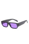 HCHES Rétro petit rectangle femmes lunettes de soleil mode violet lunettes nuances UV400 hommes carré lunettes de soleil, gri