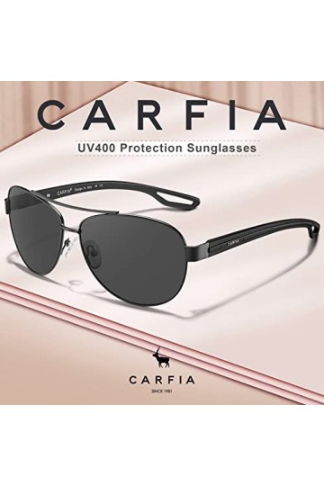 Carfia Lunettes de Soleil Rétro Polarisées Femmes Hommes Protection UV400 Conduite en Extérieure Sport