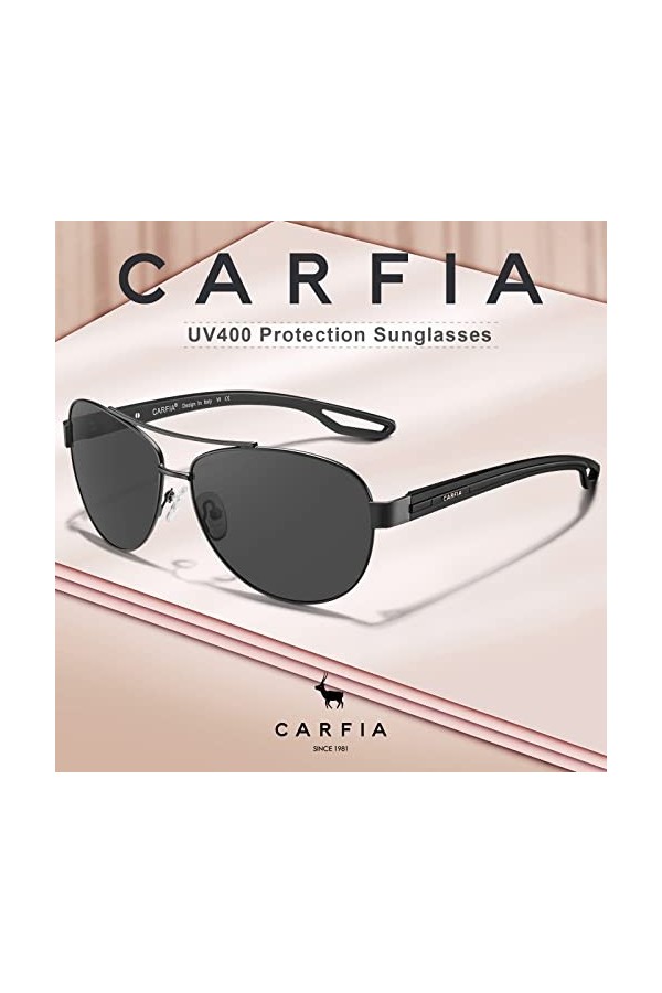 Carfia Lunettes de Soleil Rétro Polarisées Femmes Hommes Protection UV400 Conduite en Extérieure Sport