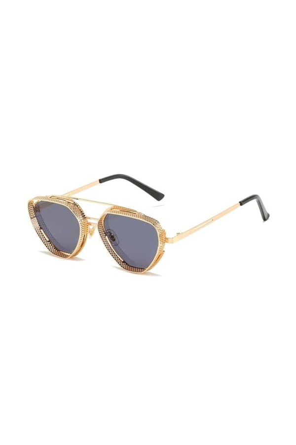 MUTYNE Lunettes de soleil Steampunk de luxe pour hommes lunettes de soleil punk triangulaires femmes lunettes de mode rétro n