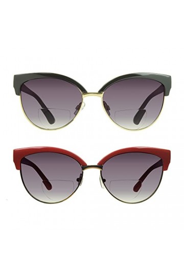 proSPORT Lunettes de soleil bifocales pour femme avec monture demi-corne CatEye, Noir, doré, fumé X, rose, doré, marron, Larg