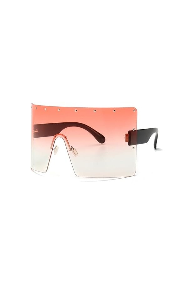 Lunettes de Soleil Surdimensionnées Femmes Hommes Rivet Une Pièce Lunettes de Soleil Coupe-Vent Miroir Lunettes de Soleil à G