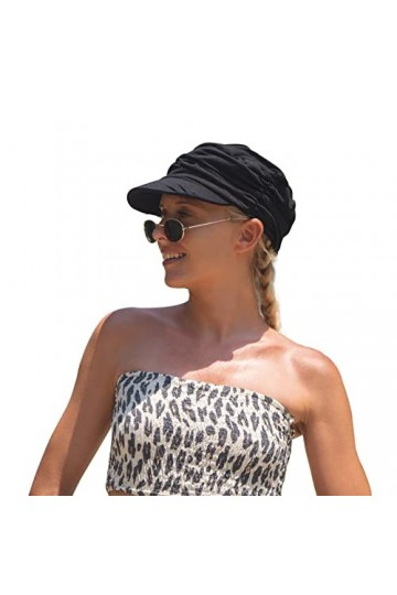 Comhats Bonnet béret pour femme avec visière - Noir