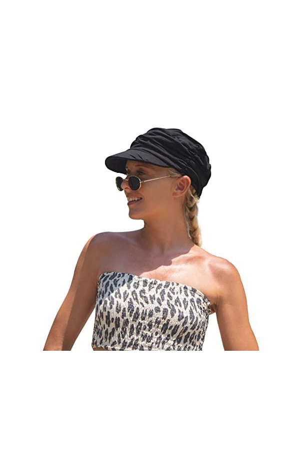 Comhats Bonnet béret pour femme avec visière - Noir