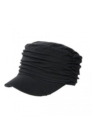 Comhats Bonnet béret pour femme avec visière - Noir