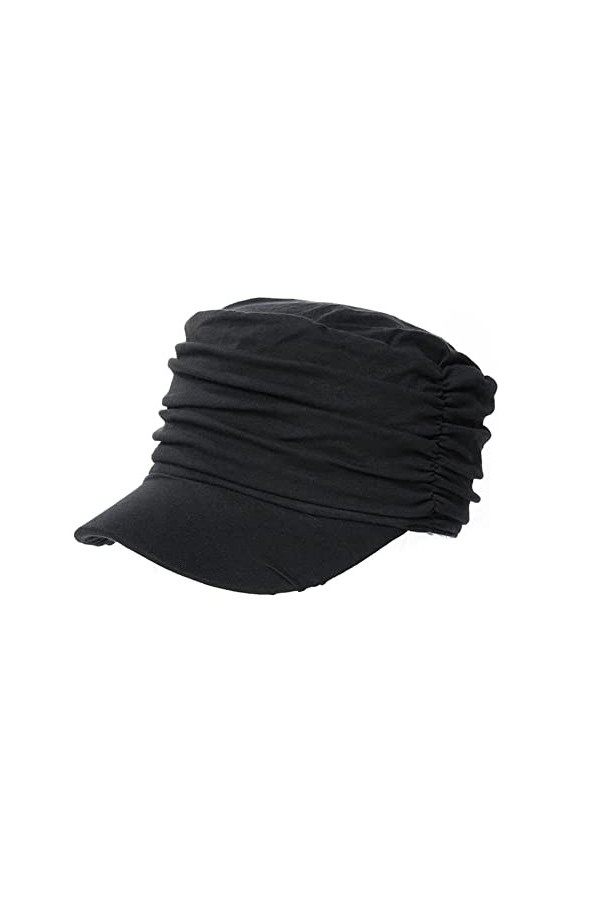 Comhats Bonnet béret pour femme avec visière - Noir