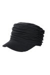 Comhats Bonnet béret pour femme avec visière - Noir