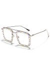 HPIRME Lunettes de soleil carrées diamant surdimensionnées femmes lunettes de soleil punk cristal dames lunettes, 3, taille u