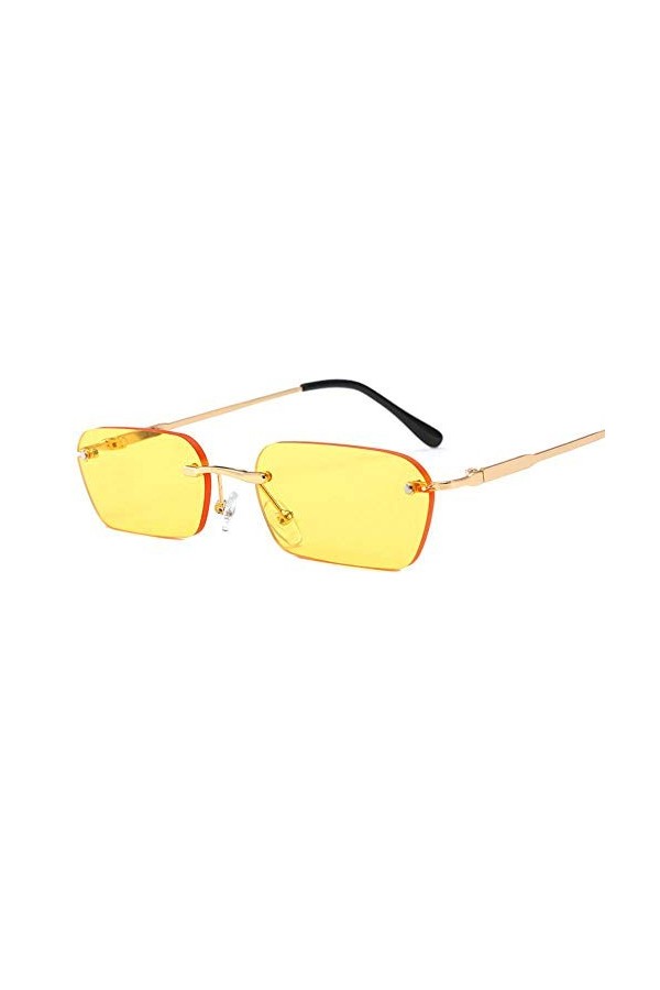 N-B Petites Lunettes de Soleil avec Protection UV, Lunettes de Soleil Hip-hop sans Cadre, Lunettes élégantes, Montures en mét