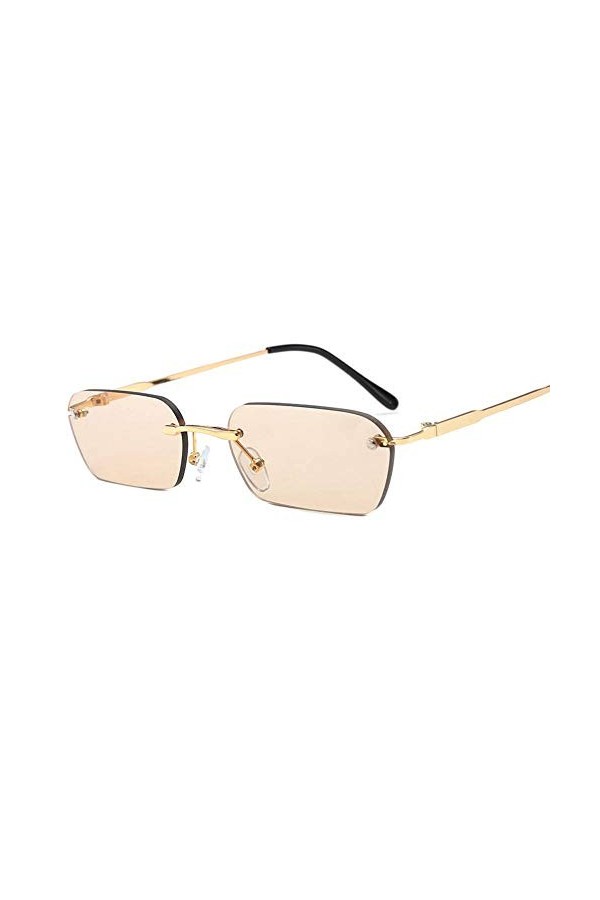 N-B Petites Lunettes de Soleil avec Protection UV, Lunettes de Soleil Hip-hop sans Cadre, Lunettes élégantes, Montures en mét