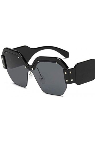 NIUASH Lunettes de Soleil polarisées Femmes S Big Half Frame Lunettes De Soleil Lunettes De Mode Rose Surdimensionné Lunettes