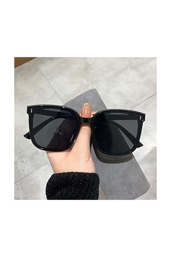 DAPERCI Classique Vintage carré Lunettes de Soleil Femmes surdimensionné Lunettes de Soleil Femmes Hommes rétro Noir Luxe Lun