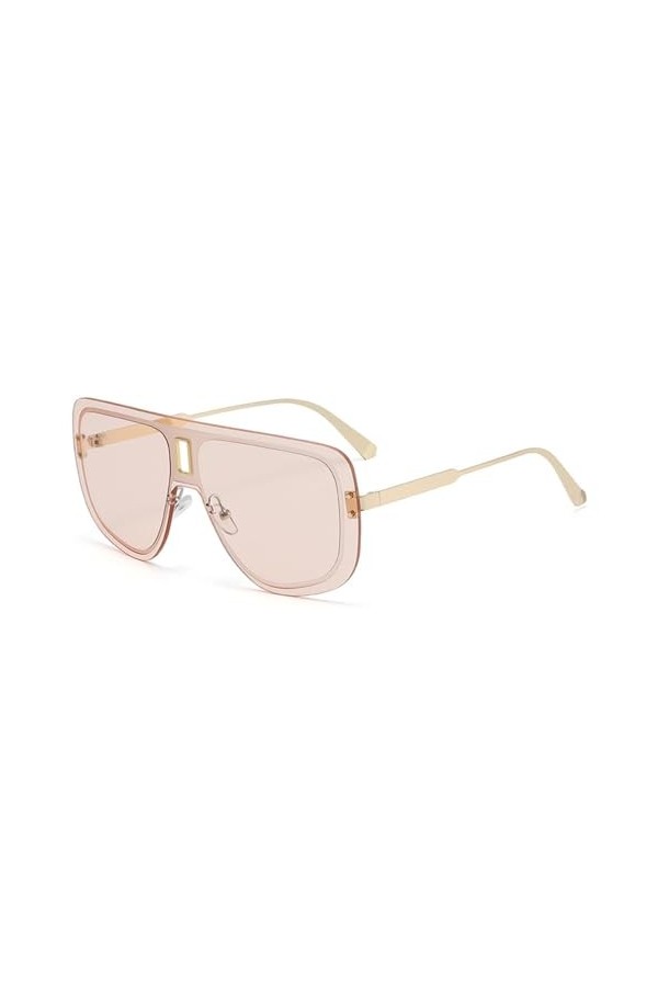 HPIRME Lunettes de Soleil Carrées Surdimensionnées Femmes Lunettes dHomme Une Pièce Sans Monture Lunettes à Dessus Plat, C04