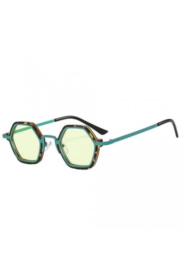 HCHES Lunettes de soleil carrées rétro polygone pour femmes, verres dégradés docéan clair, lunettes de soleil punk pour homm