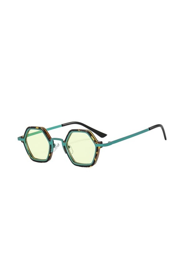 HCHES Lunettes de soleil carrées rétro polygone pour femmes, verres dégradés docéan clair, lunettes de soleil punk pour homm