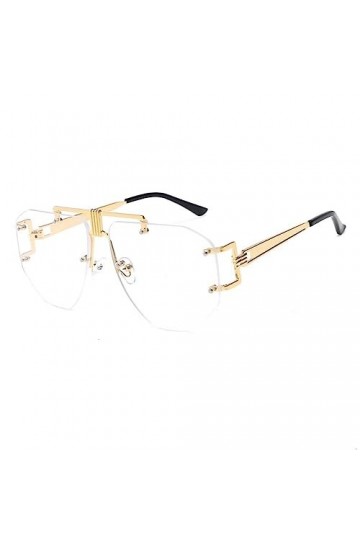 HPIRME Lunettes de soleil Vintage en métal femmes lunettes transparentes cadre femme lunettes de soleil sans monture, 7, tail