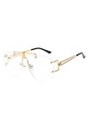 HPIRME Lunettes de soleil Vintage en métal femmes lunettes transparentes cadre femme lunettes de soleil sans monture, 7, tail