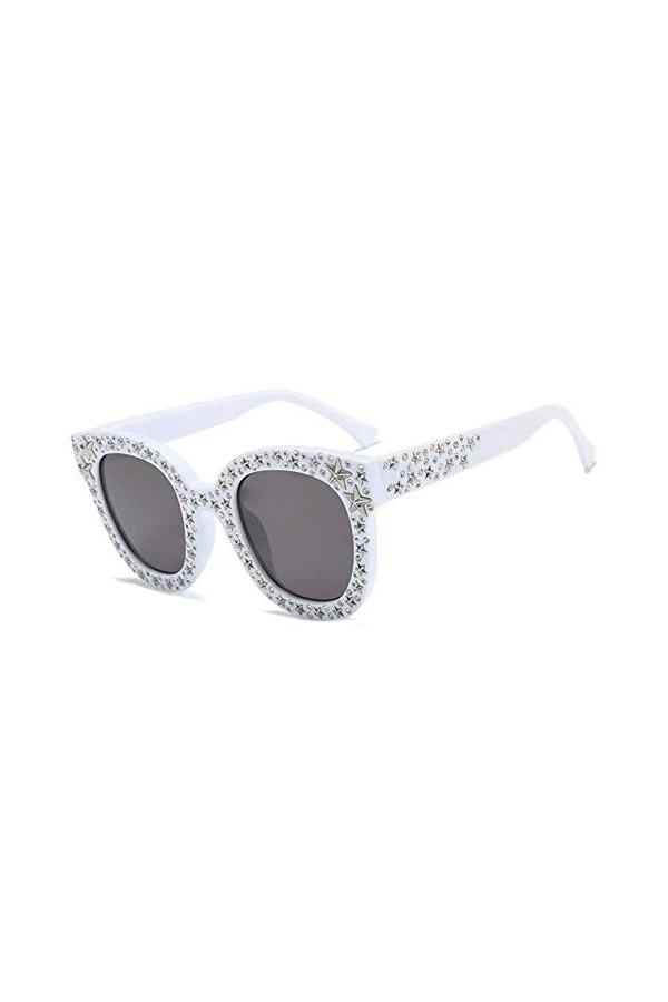 ZRTYJ Des lunettes de soleil Lunettes De Soleil Etoiles Strass Hommes Accessoires De Mode Marque Argent Noir Lunettes De Sole