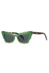 HCHES Lunettes de soleil oeil de chat arc-en-ciel fleur pour femmes lunettes de soleil nuances féminines, vert gris, taille u