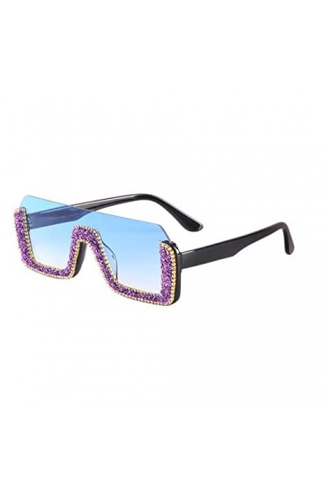 FOOOZ Lunettes de soleil carrées semi-sans monture femmes strass rétro dégradé lunettes de soleil Vintage surdimensionnées Fe