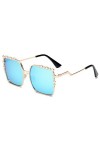 HPIRME Lunettes de soleil carrées perle pour femmes conduite sport dames perle UV400 lunettes de soleil miroir, bleu, taille 