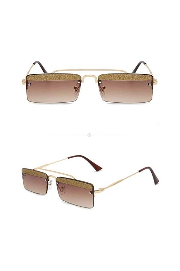 ZYIZEE Lunettes de Soleil Lunettes Vintage en métal Cadre Paillettes Lunettes de Soleil Lunettes Rectangle Hommes Nuances Fem