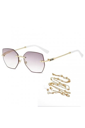 Lunettes de Lecture Surdimensionnées pour Femmes, Lunettes de Soleil Polygonales Tendance, Verres Dégradés sans Monture Colo