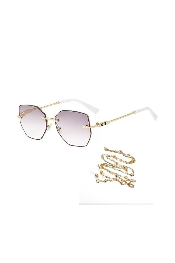 Lunettes de Lecture Surdimensionnées pour Femmes, Lunettes de Soleil Polygonales Tendance, Verres Dégradés sans Monture Colo