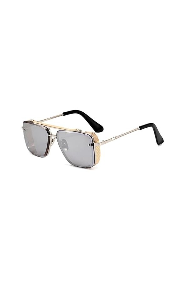MUTYNE Lunettes de Soleil Punk Carrées pour Hommes Lunettes de Soleil Steampunk Vintage Femmes Lunettes de Mode Rétro Luxe, G