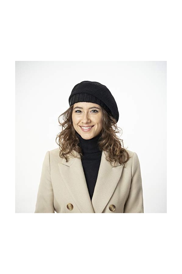 Seeberger Béret en Feutre avec Bord Tricoté béret Basque pour Femme Taille Unique - Moutarde 