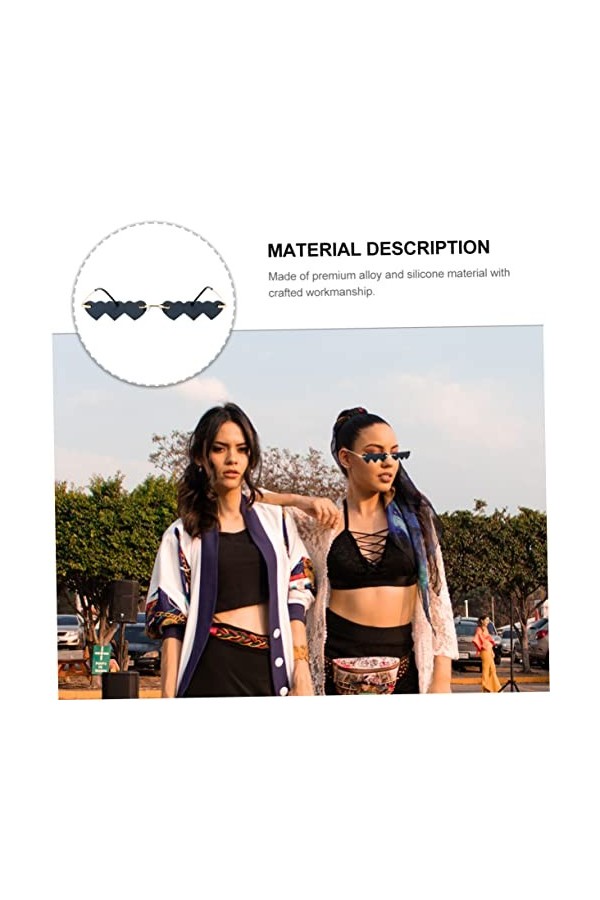 SOIMISS 2 Pièces Lunettes De Soleil Coeur Lunettes De Mode Pour Femmes Lunettes De Soleil Mode Sans Cadre Irrégulières Lunett