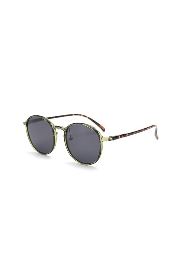 HCHES Lunettes de Soleil polarisées à Monture Mince pour Hommes Lunettes de Soleil Rondes de Style rétro pour Femmes Uv400 Lé