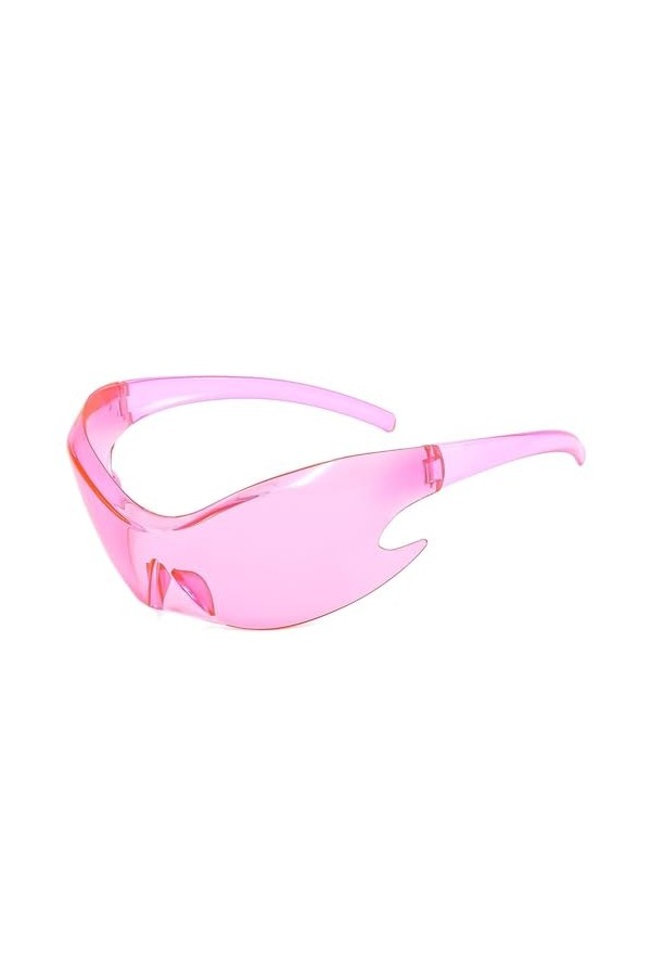 Lunettes de Soleil pour Hommes Femmes Lunettes de Soleil Miroir Une pièce Enroulables Lunettes Hip Hop, Rose, Taille Unique
