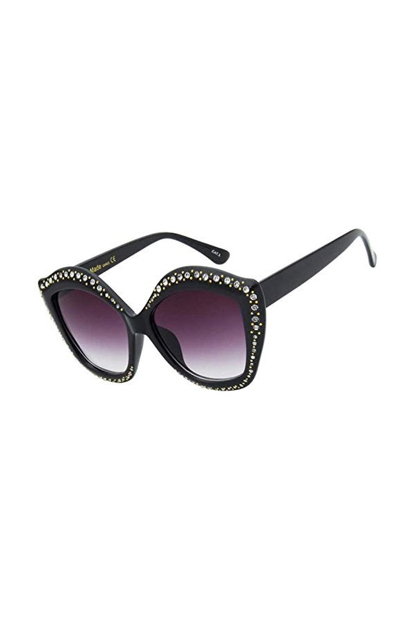 ZYIZEE Lunettes de Soleil Lunettes de Soleil Strass de Luxe Femmes Mode Lunettes de Soleil œil de Chat pour Femmes Dames Lune