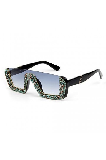 jinda Lunettes De Soleil Strass Lunettes De Soleil Carrées Lunettes De Soleil Pour Femmes Taille moyenne Vert