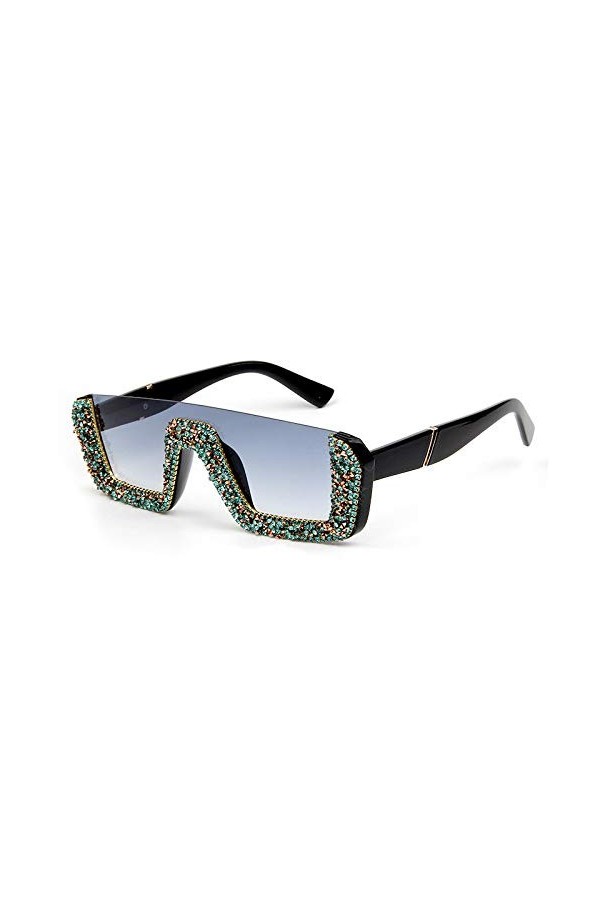 jinda Lunettes De Soleil Strass Lunettes De Soleil Carrées Lunettes De Soleil Pour Femmes Taille moyenne Vert