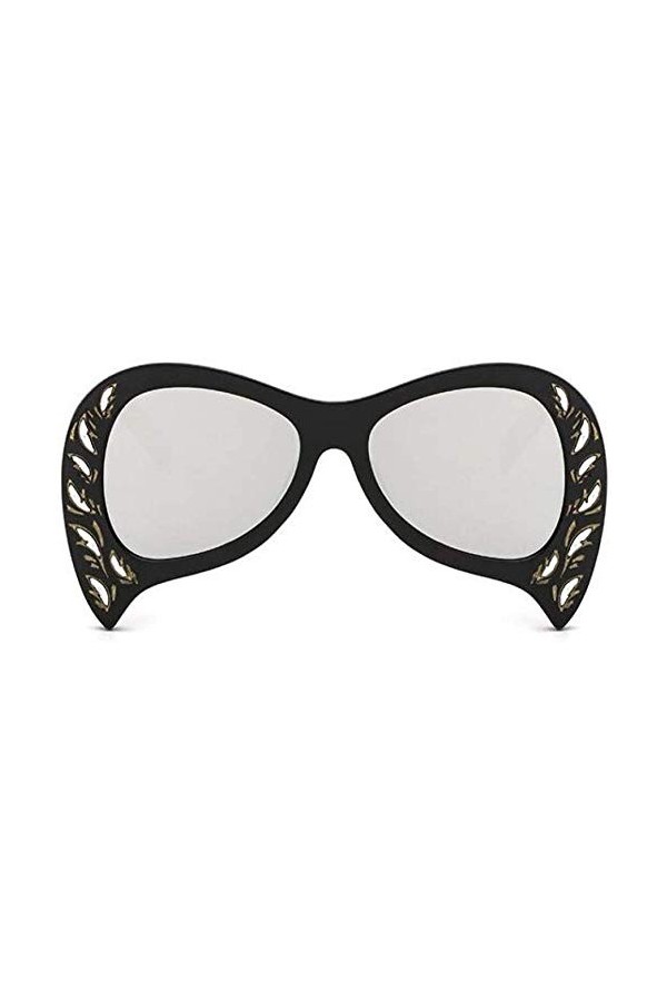 ZYIZEE Lunettes de Soleil Women S Oversized Black Sunglasses Fashion Forever Vintage Retro Sun Glasses Men Rave Big Frame Pea