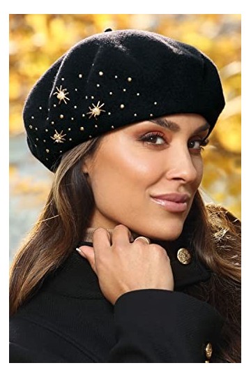 Willi Béret Classique Et Élégant Gidana, Noir,Taille Unique