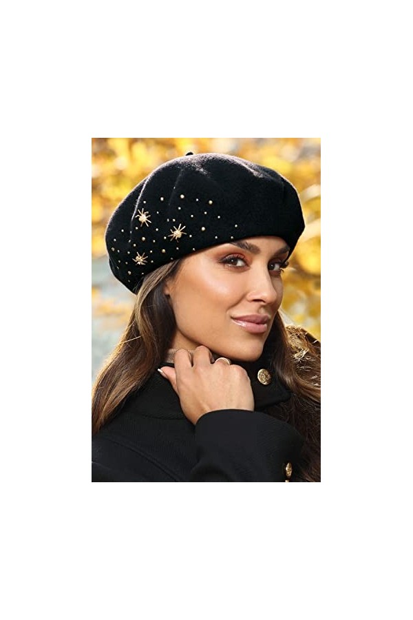 Willi Béret Classique Et Élégant Gidana, Noir,Taille Unique
