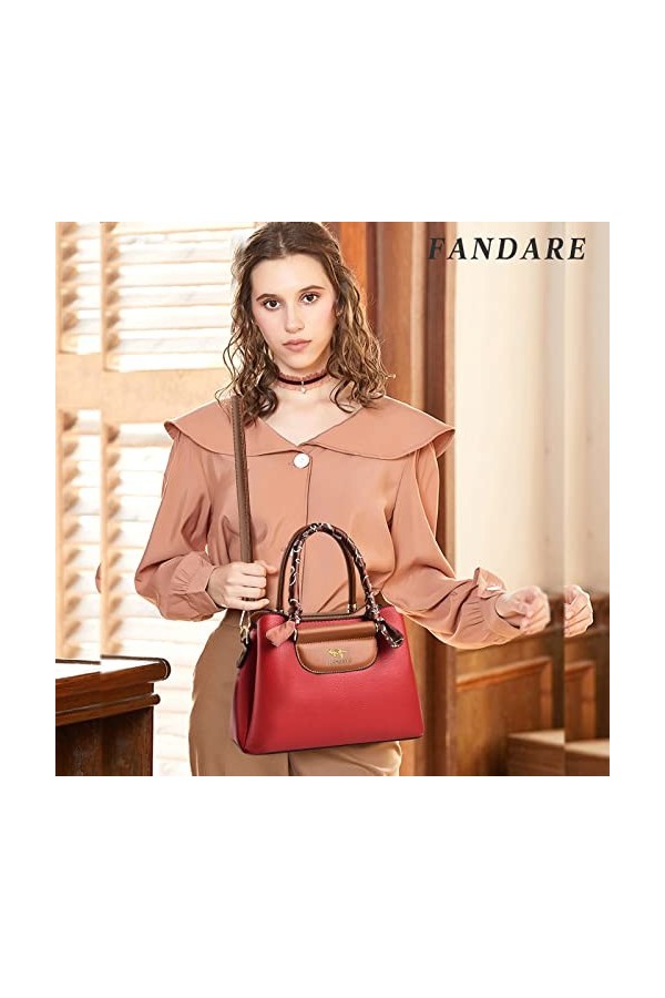FANDARE Mode Sac à Main pour Femme Sacs Portés Épaule Étanche Sac à Bandouliere PU Cuir Grand Sac Fourre Sacoche Sac Messager