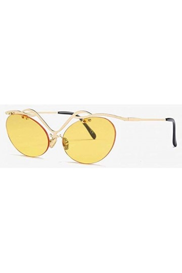 NIUASH Lunettes de Soleil polarisées Mode Lunettes de Soleil de Luxe Cadre Creux Hipster Jaune Lunettes de Soleil Femmes Lune