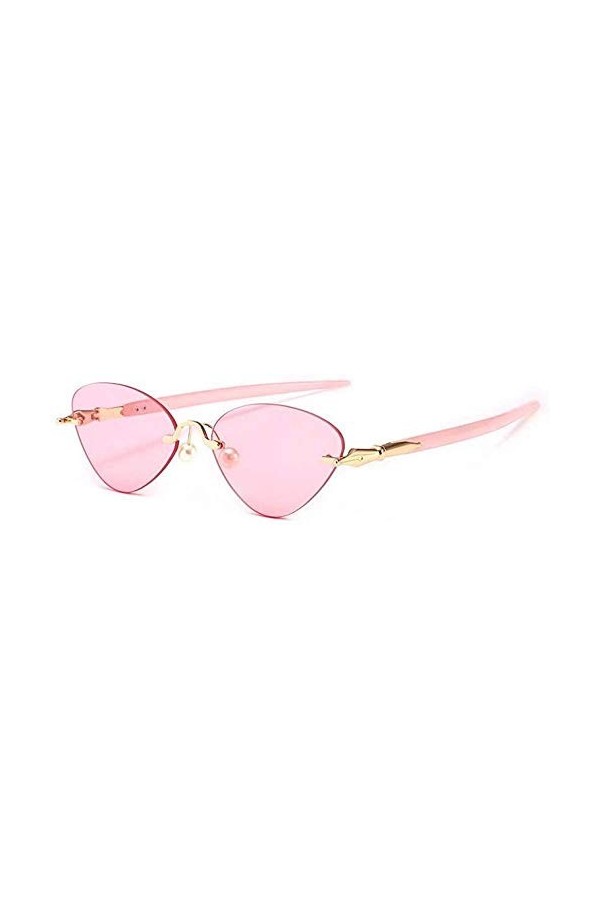 NIUASH Lunettes de Soleil polarisées Petit Cadre sans Monture Lunettes de Soleil œil de Chat lentille Rouge Femmes Triangle N