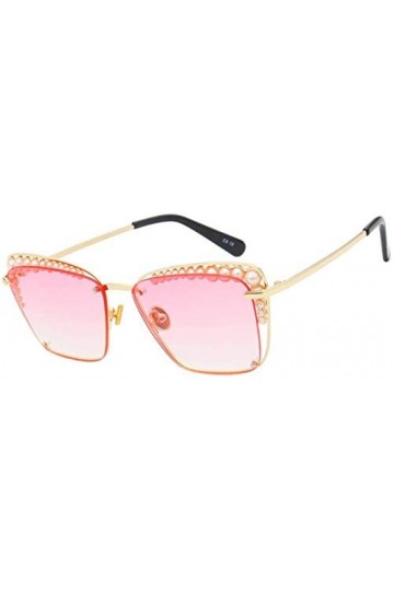 NIUASH Lunettes de Soleil polarisées Luxe Perle Rectangle Lunettes De Soleil Femmes Mode Rose Lunettes De Soleil pour Femmes 